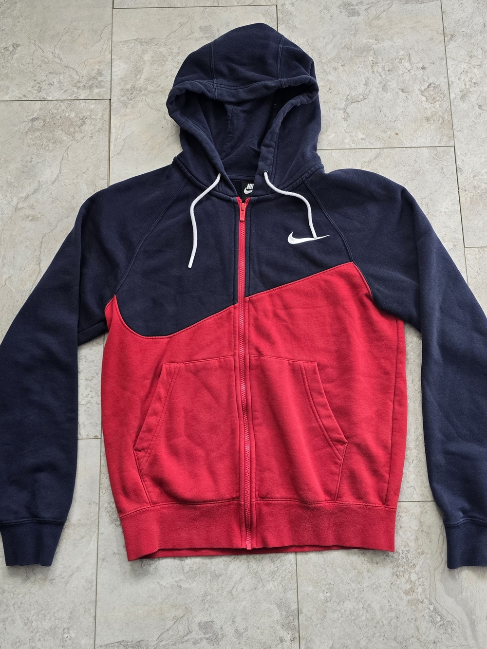 Nike Men's Colorblock Full-Zip Hoodie - Red/Navy Small